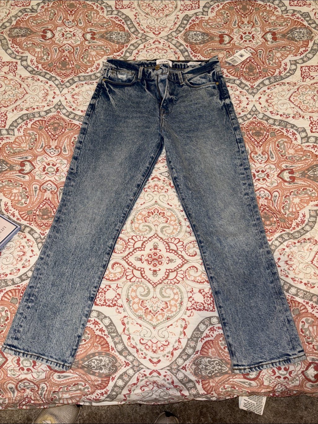 Frame Denim Straight Leg Jeans - Acid Wash Blue